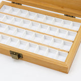 Pufguy 4x6 Inch Empty Wooden Paint Palette Box Portable Wooden Paint Palette Wooden Watercolor Paint Palette, 36 Wells Pufguy