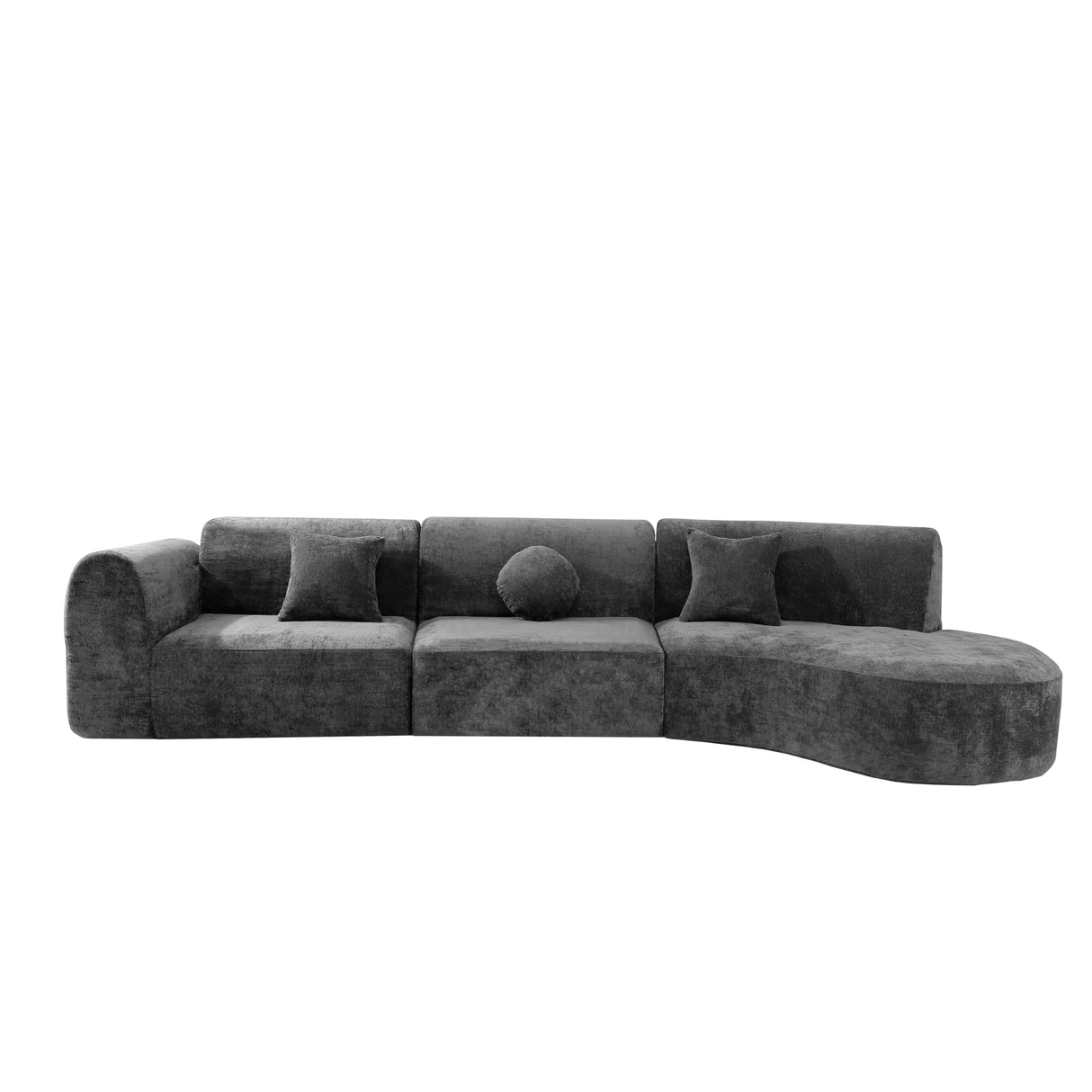 Christopher Knight Home Grelyn Modern Curved Modular Sectional Sofa, Wool Fabric Large Cloud Couch, 6-Seater L-Shaped Couch for Living Room, 3-Piece Lounge Sofa with Chaise, Fully Assembled, Dark Gray Christopher Knight Home