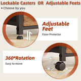 GYIIYUO 2 Drawer File Cabinet with 24'' Extended Desktop, Mobile Filing Cabinet, Rolling File Cabinet with Side Bag, Fabric Drawer, Fits A4/Letter Size, Printer Stand Home Office, Light Brown GYIIYUO