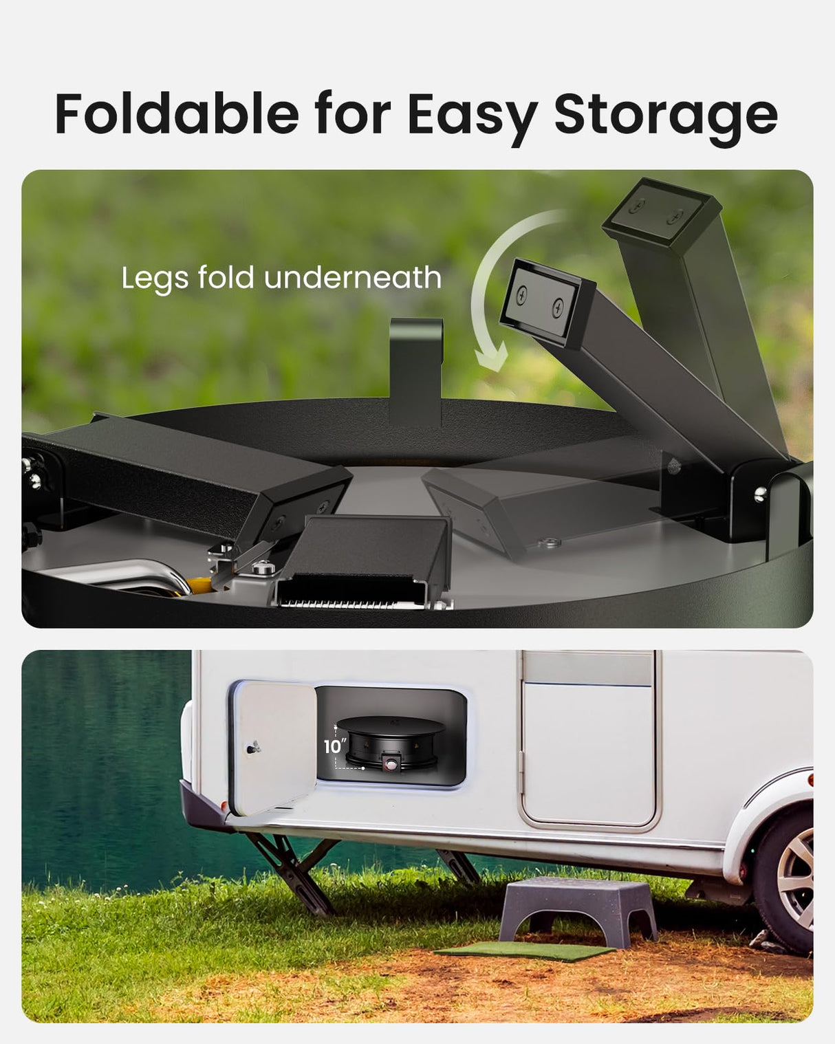 Ciays Large Propane Fire Pit 24 Inch, Gas Fire Pit with Grill Grate, Folding Legs, Hose Hooks, Propane Tank Holder, Cover & Carry Strap, CSA Certified Portable Outdoor Fire Pit for Camping, 58,000 BTU Ciays