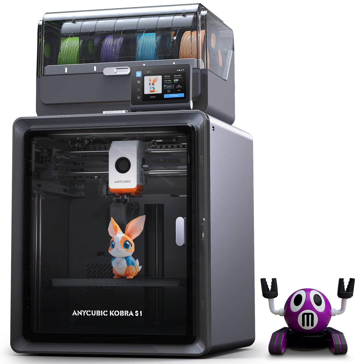 Anycubic Kobra S1 Combo 3D Printer, 4 Stunning Multicolor with Anycubic ACE PRO, 600mm/s High Speed and 320℃ Hotend Free-Clog Extruder, Intelligent Drying While Printing, Built-in Camera 250*250*250mm ANYCUBIC