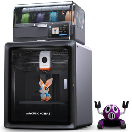 Anycubic Kobra S1 Combo 3D Printer, 4 Stunning Multicolor with Anycubic ACE PRO, 600mm/s High Speed and 320℃ Hotend Free-Clog Extruder, Intelligent Drying While Printing, Built-in Camera 250*250*250mm ANYCUBIC