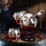 Whiskey Decanter Sets for Men, Whiskey Decanter Globe Set with 2 Etched Globe Whisky Glasses for Liquor, Bourbon, Cocktails, Vodka, Scotch liquor decanter Sets for Men - 850ml VI AI