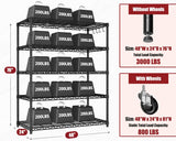 PrimeZone 48" W x 24" D x 81" H Heavy Duty Wire Storage Shelves with Wheels, 5 Tier Adjustable NSF Certified Garage Shelving Unit, Rolling Metal Organizer Shelf Utility Rack for Warehouse, Pantry PrimeZone