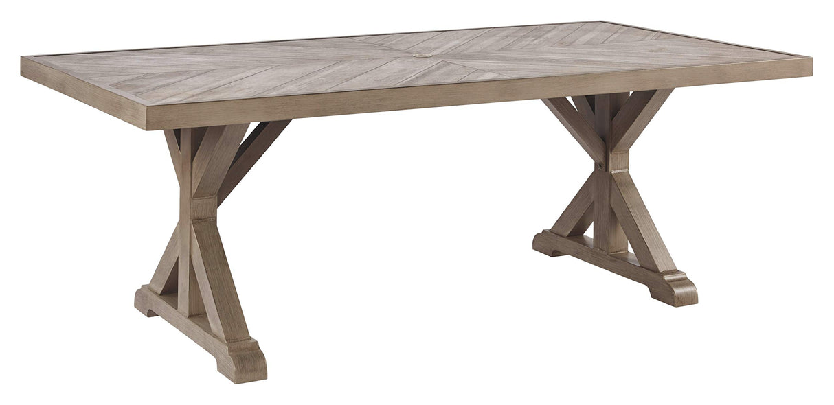 Signature Design by Ashley Beachcroft Modern Farmhouse Outdoor Dining Table with Porcelain Top, Beige Signature Design by Ashley