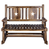 XCSOURCE Rustic Wooden Double Rocking Bench for Outdoor Patios – Comfortable Rocker Chair for Two XCSOURCE