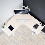 VIVO Electric Corner L-Shaped 47 x 47 in Standing Desk, Memory Height Adjustment, Light Wood Top White Frame, DESK-E1L94C VIVO