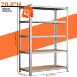 ZEUKMXOO 2200LBS Garage Storage Shelving Unit, 70.8''H 5-Tier Heavy Duty Storage Shelves, Adjustable Utility Shelf, Metal Rack for Basment Pantry Closet, Garage ZEUKMXOO