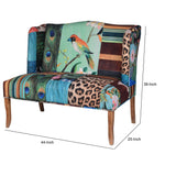 Benjara, Multicolor Benzara Vesta Bird Collage Print Settee Benzara