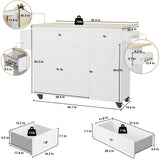 IRONCK Rolling Kitchen Island Table on Wheels with Drop Leaf, 56" Kitchen Island with Drawers and Adjustable Shelves Cabinet, Large Mobile Kitchen Island Cart for Kitchen IRONCK