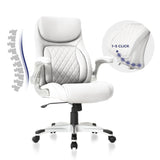 Nouhaus Ergonomic Office Chair Premium Microfiber Leather Adjustable Lumbar Support & Armrests, High Back Comfy Desk Gaming Chairs Executive Computer Swivel Chair Tilt Function(Posture,White) Nouhaus