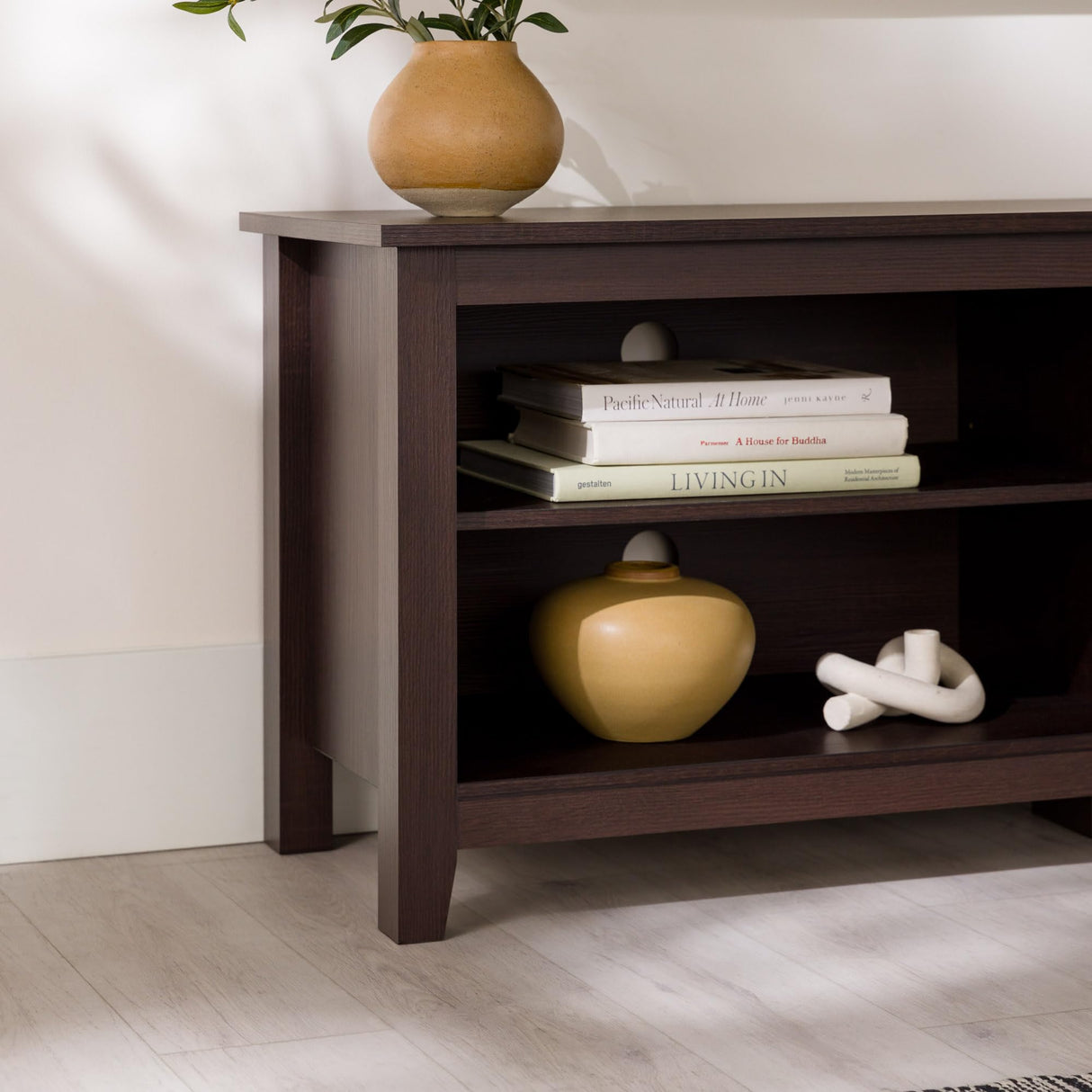 Walker Edison Wren Classic TV Console Entertainment Media Stand with Storage for Televisions up to 65 Inches, 58 Inch, Espresso Walker Edison