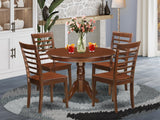East West Furniture HLML5-MAH-W 5 Piece Dining Room Furniture Set Includes a Round Kitchen Table with Pedestal and 4 Dining Chairs, 42x42 Inch, Mahogany East West Furniture