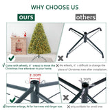 ELFJOY Christmas Tree Stand with Swivel Caster Wheels for 3-7ft. Artificial Tree Base 17inch, Christmas tree iron stand, 7/8inch inner diameter, Movable Tree Base, Green Tree Stand (Green) ELFJOY