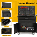 Danrelax 52" Mobile Workbench with Pegboard & Drawers - Heavy-Duty Garage Tool Bench with Lockable Storage, Cold-Rolled Steel, 4 Swivel Casters, Black Danrelax