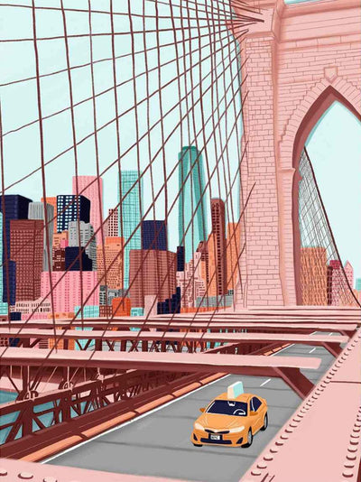 LIULIMI Diamond Painting Kits, DIY 5D World Landscape Diamond Painting Kit, Round Diamond Art Full Diamond Cartoon Style 12 X 16 in (Brooklyn Bridge)