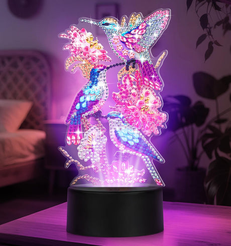 ALKALO Diamond Painting Night Light, Diamond Painting Kits for Adults Desktop Ornaments for Table Tabletop Decor Diamond Art Accessories for Adult Beginner Touch Lamp for Bedrooms Living Room- Bird ALKALO