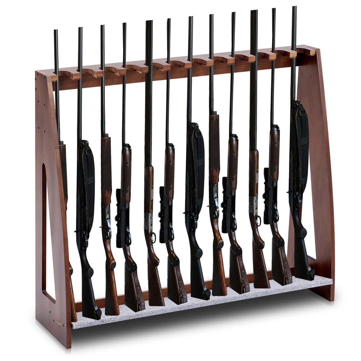 Yousoontic Indoor Gun Racks Freestanding Rifle Racks Gun Display Stand with Soft Padding Safe Heavy Duty Gun Storage for Cabinet Holder Accessories (Walnut,46.9 x 31.1 x 10.6 Inches) - WoodArtSupply