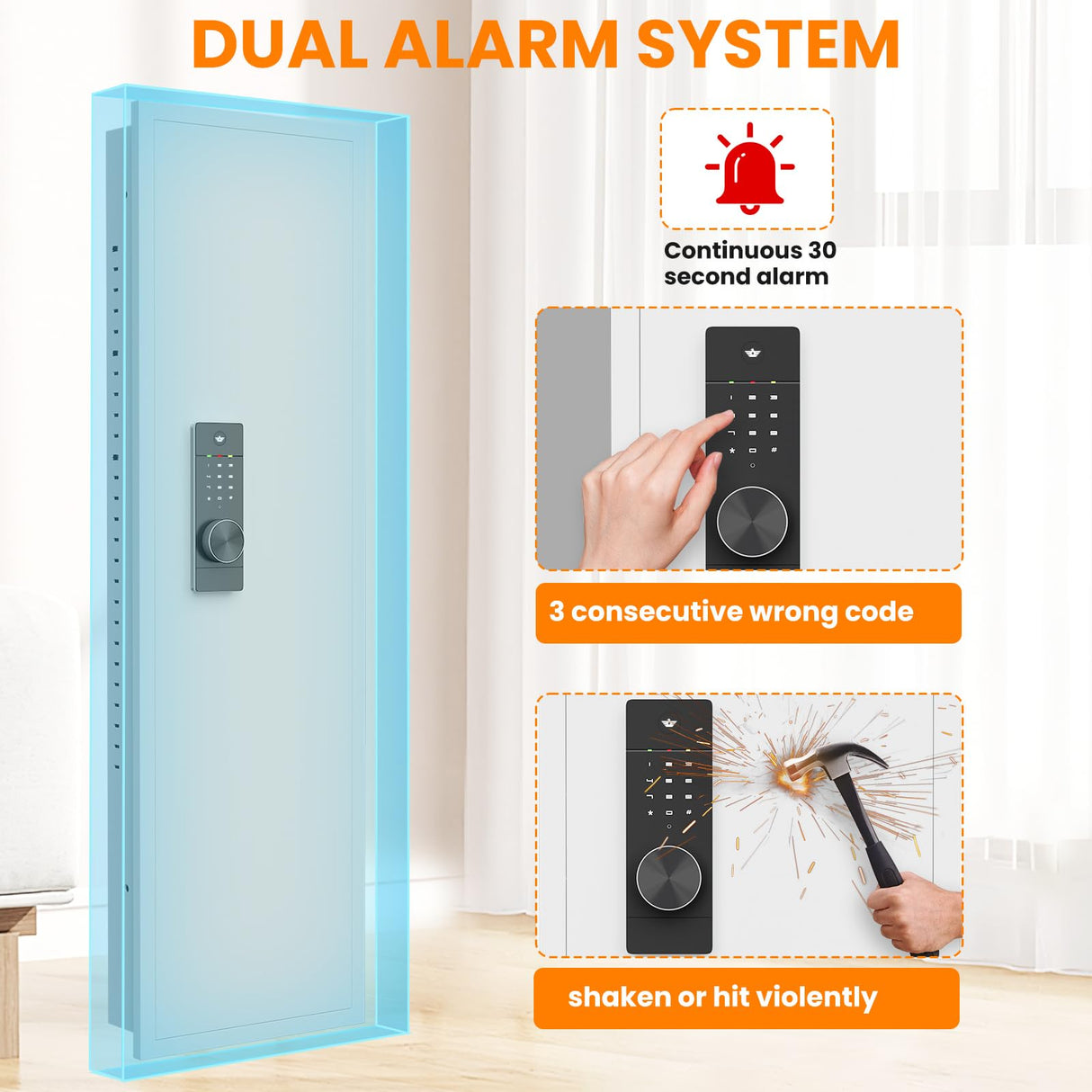 Omethey 53.15" Wall Safe Between the Studs, Hidden Safe with Dual Alarm System and Silent Mode, Wall Gun Safe with 3 Adjustable Shelves and Magnetic Slot (White-Digital) Omethey