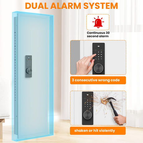 Omethey 53.15" Wall Safe Between the Studs, Hidden Safe with Dual Alarm System and Silent Mode, Wall Gun Safe with 3 Adjustable Shelves and Magnetic Slot (White-Digital) Omethey