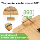 SINWANT Bamboo Sofa Clip on Side Table for Wide Couches Arm, Foldable Couch Tray with 360° Rotating Phone Holder, Armrest Table for Eating/Drinks/Snacks/Remote/Control SINWANT