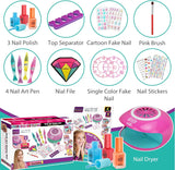 Amagoing Kids Nail Polish Set for Girls, Nail Kit for Girls Ages 7-12 with Nail Dryer, 2 in 1 Nail Pens, Sticky Cartoon Press on Fake Nail, DIY Sticker, Nail Set Play Salon Birthday Christmas Gift Amagoing