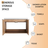 72" Bathroom Vanity with Sink, 72 Inch Floating Vanity, Double Sink Wall Mounted Vanity Combo, Modern Brown Bathroom Vanity Set with 4 Doors and White Basin Sink Mocoastn