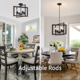 4 Lights Kitchen Chandelier, Farmhouse Dining Room Light Fixutres, Wood Chandelier for Kitchen,Rustic Dinning Room Light Fixtures Over Table with Adjustable Height for Dining Room Kitchen Island GZBEINI