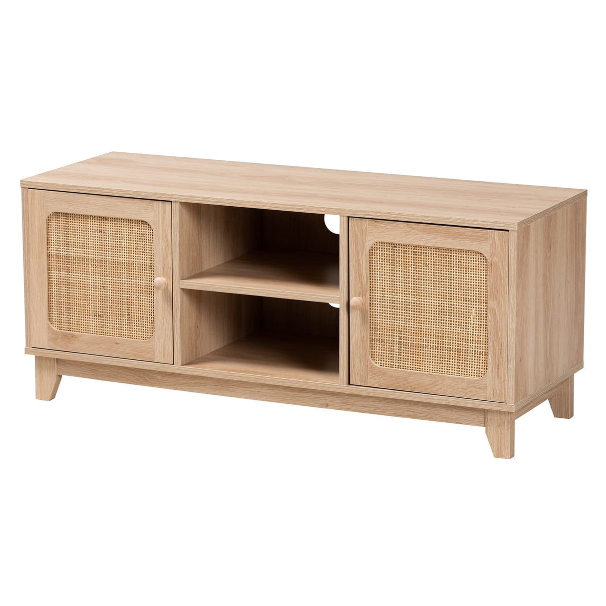 Baxton Studio Elsbeth TV Stand, 43.30" W x 15.00" D x 18.50" H, Light Brown/Natural Brown Baxton Studio