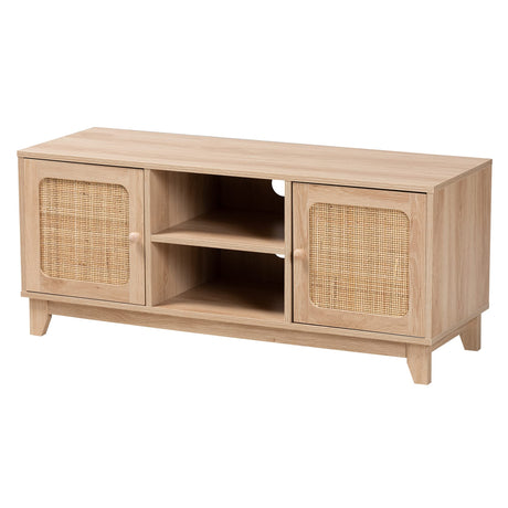 Baxton Studio Elsbeth TV Stand, 43.30" W x 15.00" D x 18.50" H, Light Brown/Natural Brown Baxton Studio