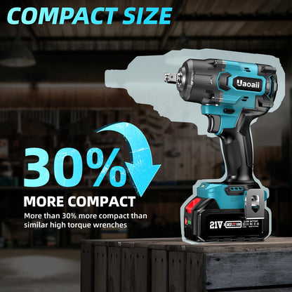 Uaoaii 1000N.m(738ft-lbs) Cordless Impact Wrench High Torque, Battery 1/2 Impact Gun w/ 2X 4.0Ah Batteries, Fast Charger, 5 Sockets & Storage Box, Electric Impact Wrench for Truck RV Mower, I - WoodArtSupply