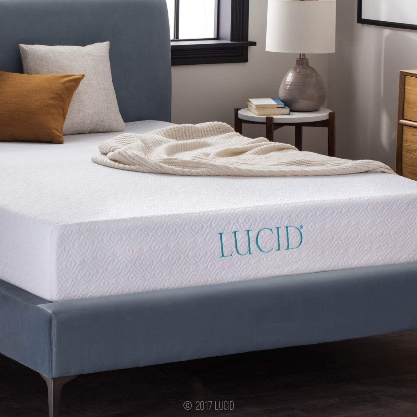 LUCID 10 Inch 2019 Gel Memory Foam Mattress - Medium Firm Feel - CertiPUR-US Certified, Queen