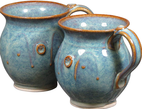 Handmade Irish Coffee & Tea Mugs. Set of Two Hand-Thrown Cups 300ml Castle Arch Pottery Ireland