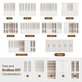 Vyre 70.8" Tall White Bookshelf, Farmhouse Modular Bookcase with 6-Tier Adjustable Shelves, Large Storage Cabinet for Home Office, Living Room, Set of 4 Vyre