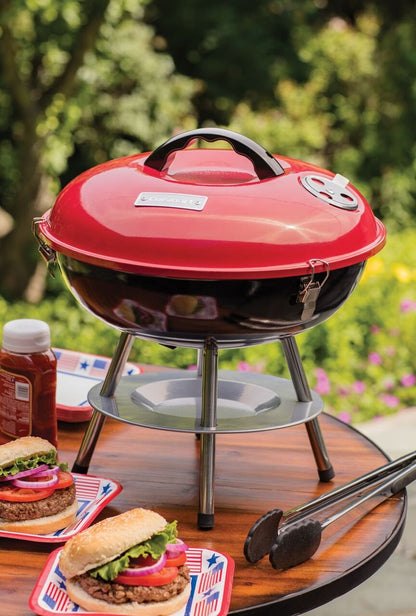 Cuisinart 14" Inch BBQ, 14" x 14" x 15", Portable Charcoal Grill, (Red), CCG-190RB