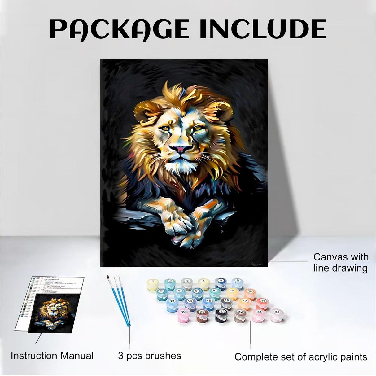 Paint by Numbers Kit for Adults - Majestic Lion Art, DIY Oil Painting Kit for Animal Lovers, Creative Craft for Home Decor & Gift Generic