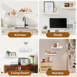 Muzilife 12" Small Floating Wall Ledge Shelves with Lip - Set of 2 Wood Floating Shelves - White Wall Mounted Picture Ledge for Office, Bathroom, Bedroom, Living Room, Kitchen Muzilife