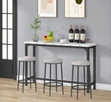 HOMYSHOPY 4-Piece Bar Table Set with 3 Stools – Modern White Marble & Black Steel Console for Small Spaces HOMYSHOPY