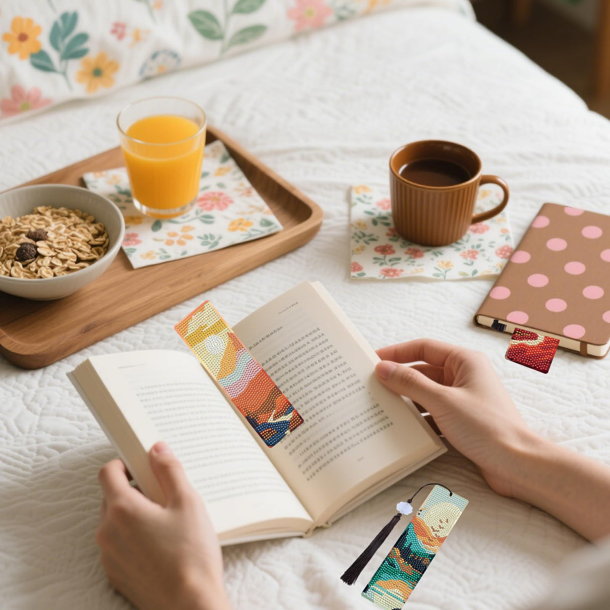 Sitsink Scenery Diamond Art Bookmarks - 6 Pcs Sunset Diamond Painting Bookmark Kits with Tassels, Sunrise DIY Gem Art Rhinestone Crafting Kit for Adults Women Sitsink