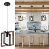 9MMML Wood Pendant Light Kitchen Island Set of 3, Farmhouse Hanging Lamp with 62'' Height Adjustable Cord, Small Ceiling Pendant Light Fixture for Dining Room, Entryway, Foyer 9MMML
