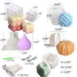 6pcs Silicone Candle Making Molds Kit Set, 3D Silicone Mold for Baking Desser, Soy Wax, Soap Geometric Pumpkin Shapes Yarn Ball Bubble Cube Molds DIY Scented Candle Giliger