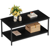 SAYGOER Black Coffee Table for Living Room Modern Rectangle 2-Tier Coffee Tables with Storage Industrial Wood Center Table for Large or Small Spaces Apartment Home Office, All Black SAYGOER