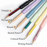 Pastel Pencil Extender Holder and Pencil Grip Set with 320 Sticky Notes, Standard Size Compatible, 7 Colors SLFreMint