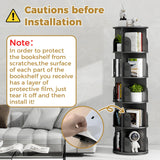 Hestiasko 5 Tier Rotating Bookshelf, 360 Rotating Bookcase, Spinning Bookshelf Tower for Kids & Adults, Corner Bookshelf for Small Space, Revolving Bookcase for Bedroom, Living Room, Black Hestiasko