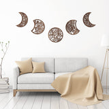 Jetec 5 Pcs Moon Phase Wall Decor Hanging Wooden Moon Phase Wall Art Nordic Art Boho Decor for Room Bar Ornament(Brown,10.6 Inch) Jetec