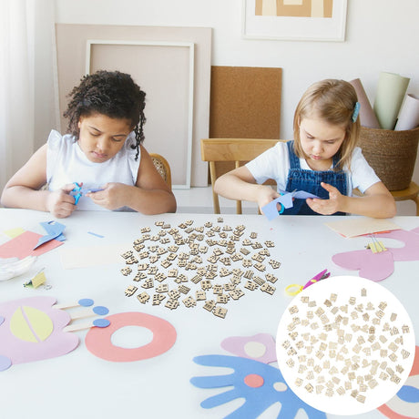 Toyvian 100pcs Wood Craft Shapes House Shaped Unfinished Wood Embellishment Cutout Veneers for DIY Craft Project Home Ornaments Toyvian