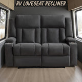 AIWOEN Recliner Loveseat Sofa with Cup Holders, 2-Seater Fabric Reclining Couch, Manual Recliner Wall Hugger for Living Room, Small Spaces, Home Theater (Dark Gray) AIWOEN