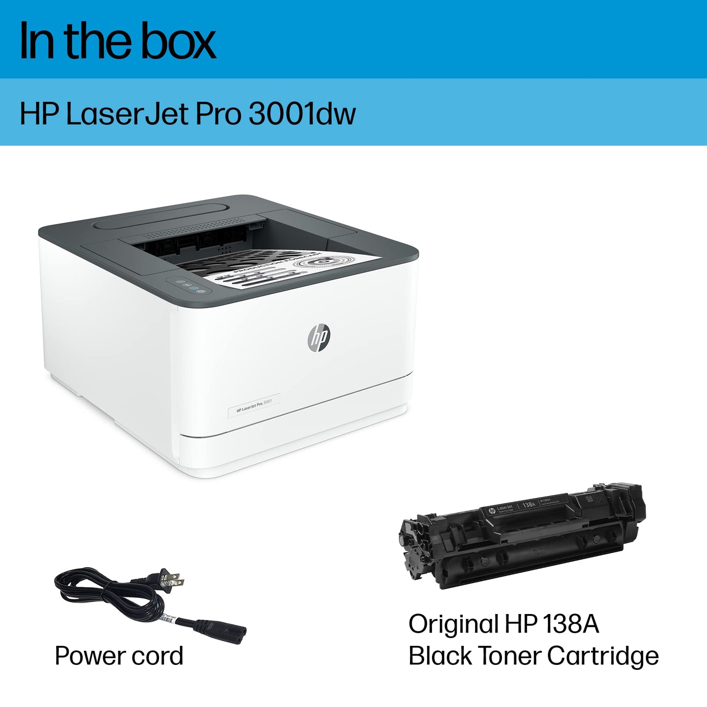 HP LaserJet Pro 3001dw Wireless Black & White Printer, Best-for-Office (3G65OF)