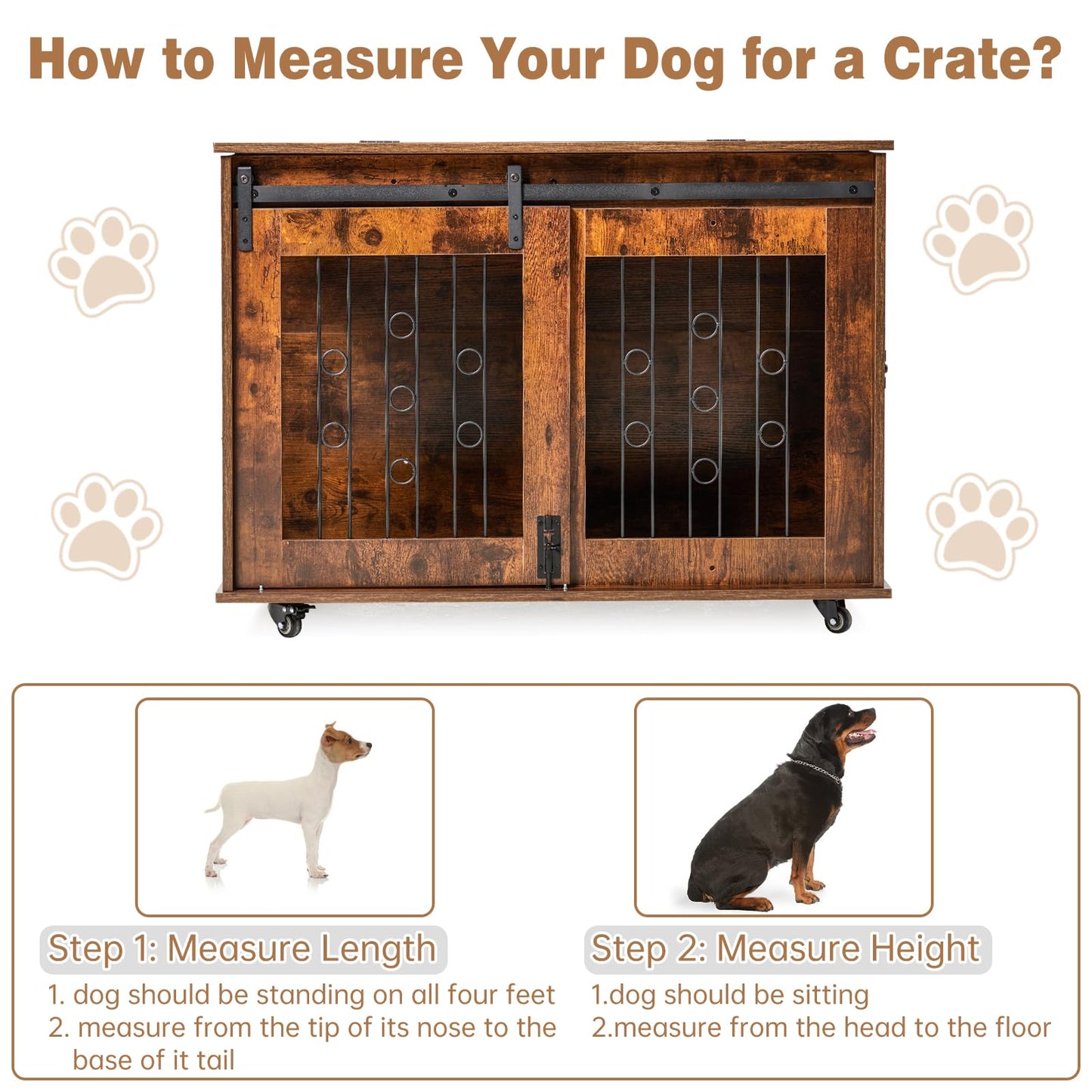 2 Rooms Dog Crate Furniture with Movable Divider,39" Wooden Dog Crate Table,Wooden Dog Kennel Pet House Cage,Flip Top 39.37”Wx25.2”Dx28.94”H