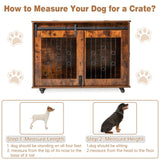 2 Rooms Dog Crate Furniture with Movable Divider,39" Wooden Dog Crate Table,Wooden Dog Kennel Pet House Cage,Flip Top 39.37”Wx25.2”Dx28.94”H GAOMON